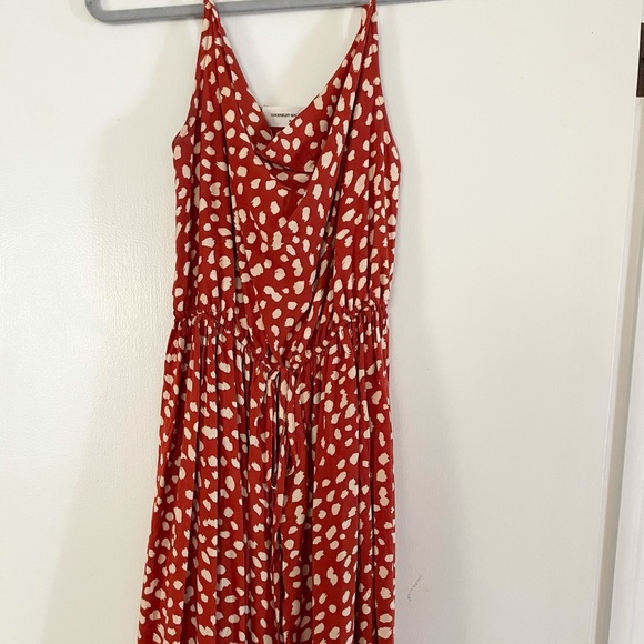 Goodnight Macaroon Burnt Orange Dotted Flowy Dress - Picture 3 of 3